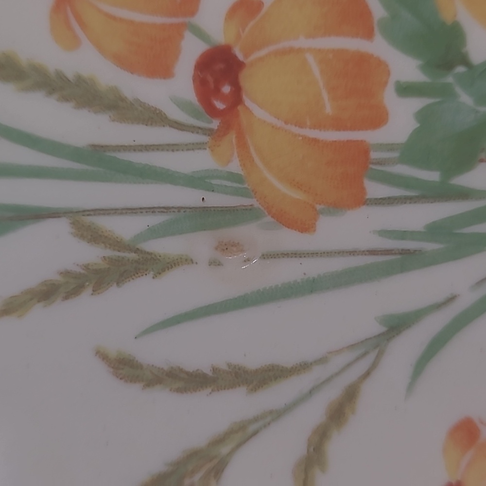 Floral Scalloped Uranium Glaze Oval Platter - Picture 3 of 7